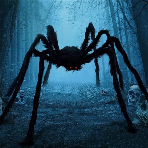 6.5ft Halloween Hairy Spider Outdoor Decor, Scary Giant Spider Fake Large Spider - Picture 1 of 8